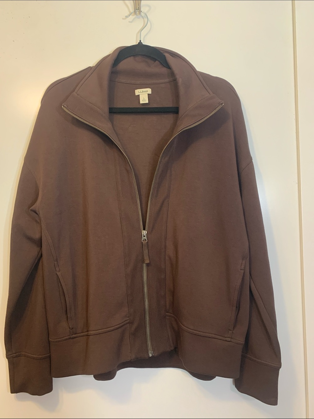 L.L. Bean Women's Chocolate Brown Zip-Front Jacket Super Soft Sweatshirt L